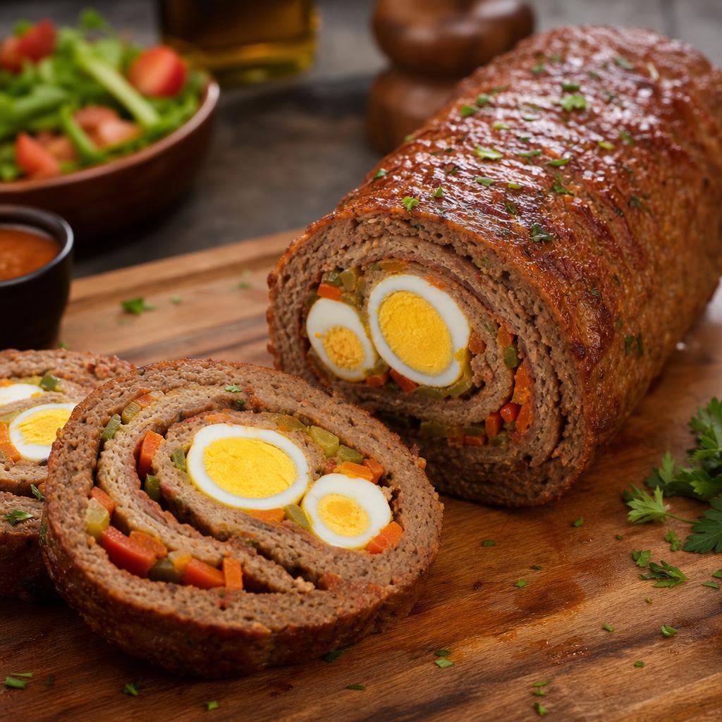 Rocambole de Carne Moída Recheado